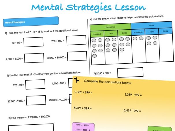 Year 5 Addition and Subtraction - Mental Strategies Lesson