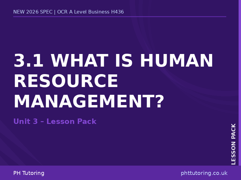 NEW 2026 OCR A Level Business H436 – 3.1 What is Human Resource Management? – LESSON PACK