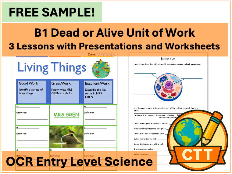 FREE - OCR Entry Level Science - B1 Dead or Alive - 3 Lessons