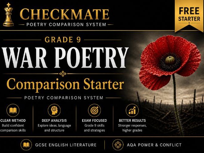 GCSE War Poetry Comparison – Grade 9 Method Starter (FREE) | Checkmate English