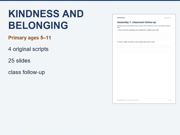 Kindness and Belonging | Four Primary Assemblies, Scripts and Slides