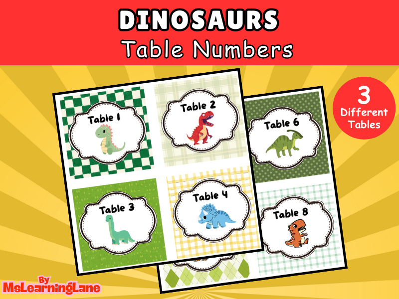 Dinosaurs Table Labels | Prehistoric-Themed Printable Classroom Decor