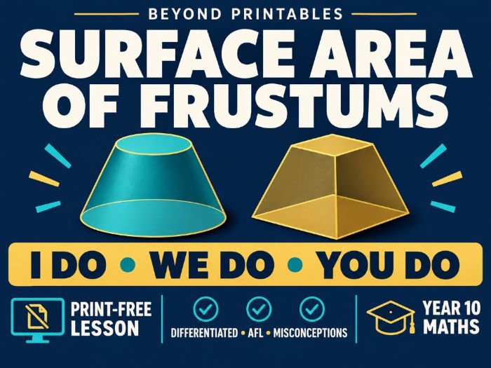 Finding the Surface Area of Frustums | I Do, We Do, You Do | Year 10 Maths print-free LESSON