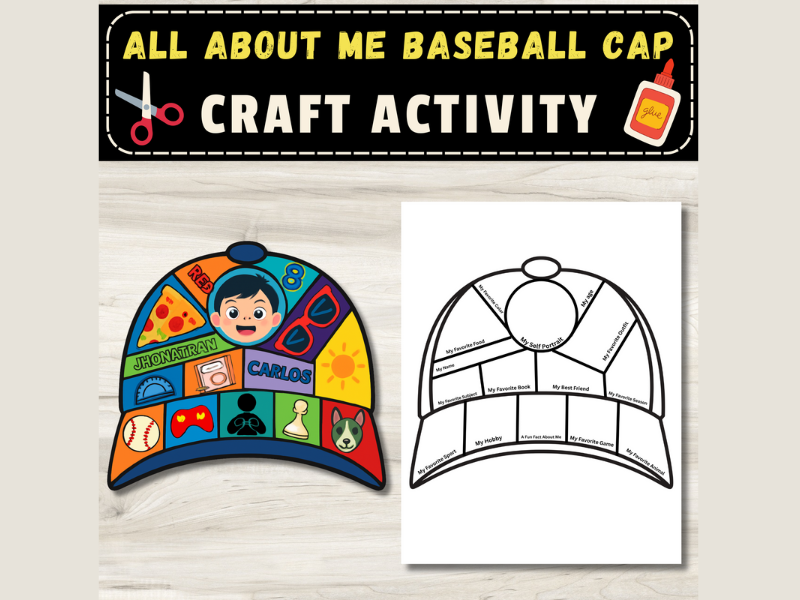 All About Me Baseball Cap Craft | First Week of School Getting To Know You Activities