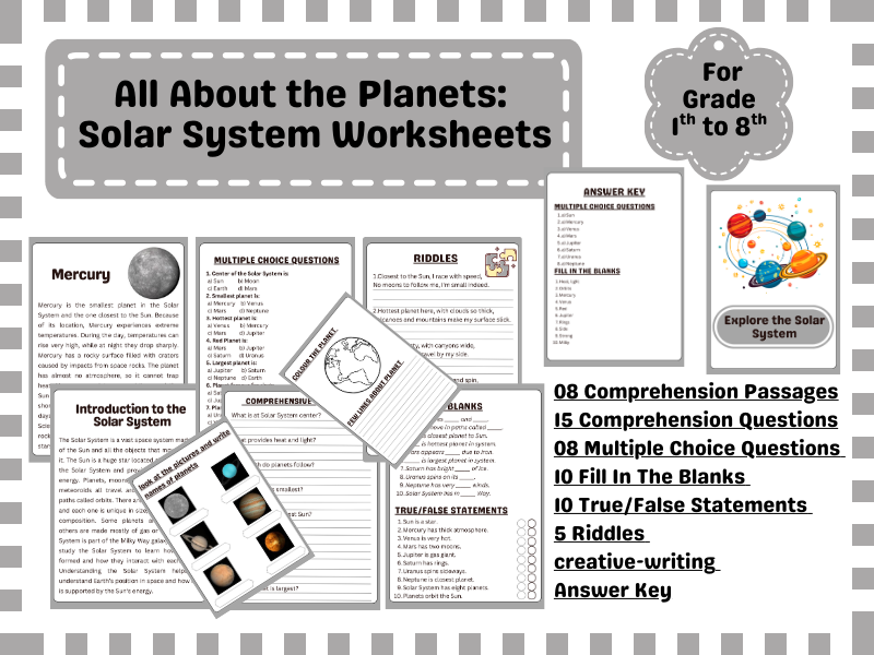 Solar System Learning Pack  Worksheets and Learning Activities