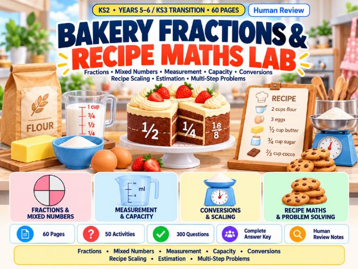 Bakery Fractions & Recipe Maths | KS2–KS3 | 60 Pages