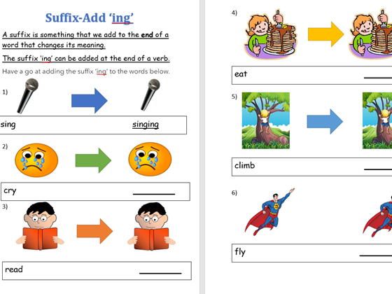 Year 1-Adding the suffix 'ing'