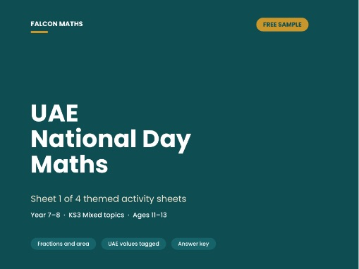 FREE UAE National Day Maths Worksheet – Fractions of the Flag – KS3