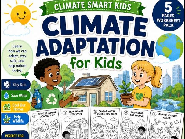 Climate Adaptation for Kids |Science Worksheets & Coloring Activities Grades 3-6
