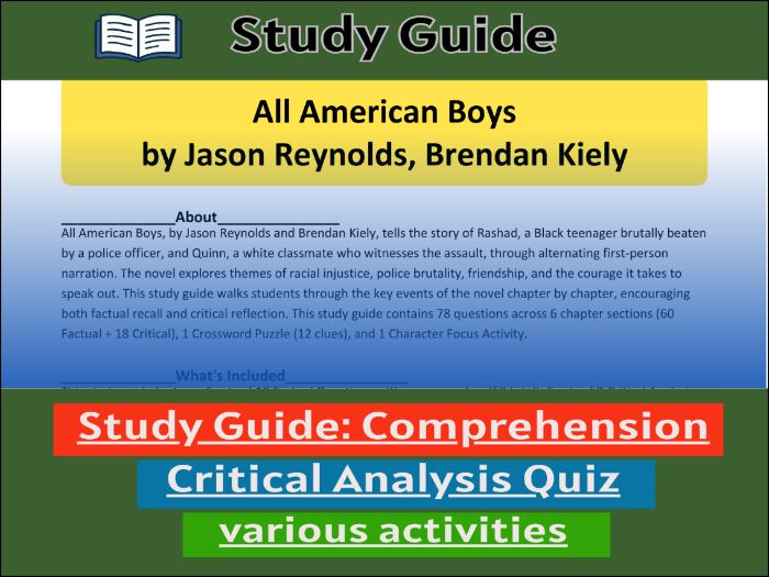 All American Boys, study guide & Activities
