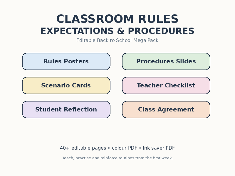 Classroom Rules, Expectations & Procedures Mega Pack | Editable Back to School Resource
