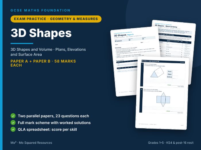 3D Shapes – GCSE Maths Foundation Exam Practice Pack