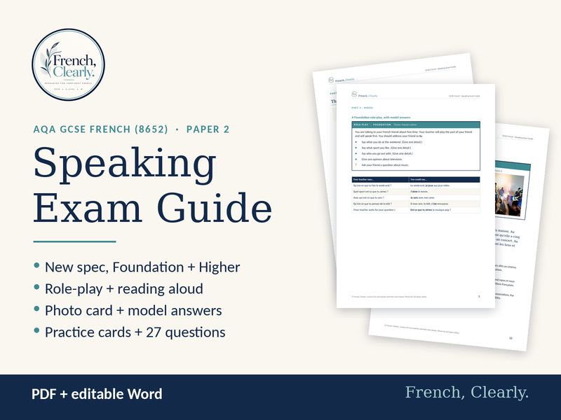 AQA GCSE French Speaking Exam Guide (8652) – Role-play, Reading Aloud & Photo Card