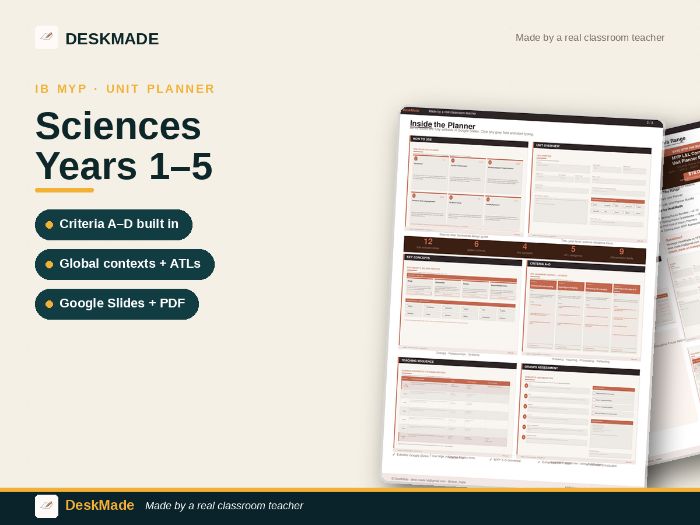 Years 1–5 Sciences Unit Planner | IB MYP | Enhanced MYP 2027