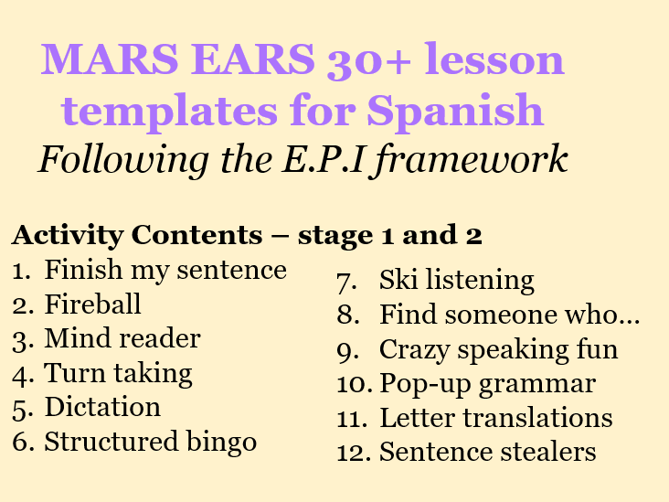 MARS EARS 30+ lesson templates for Spanish