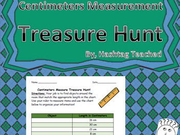 Centimeters Measurement Treasure Hunt Worksheet Activity