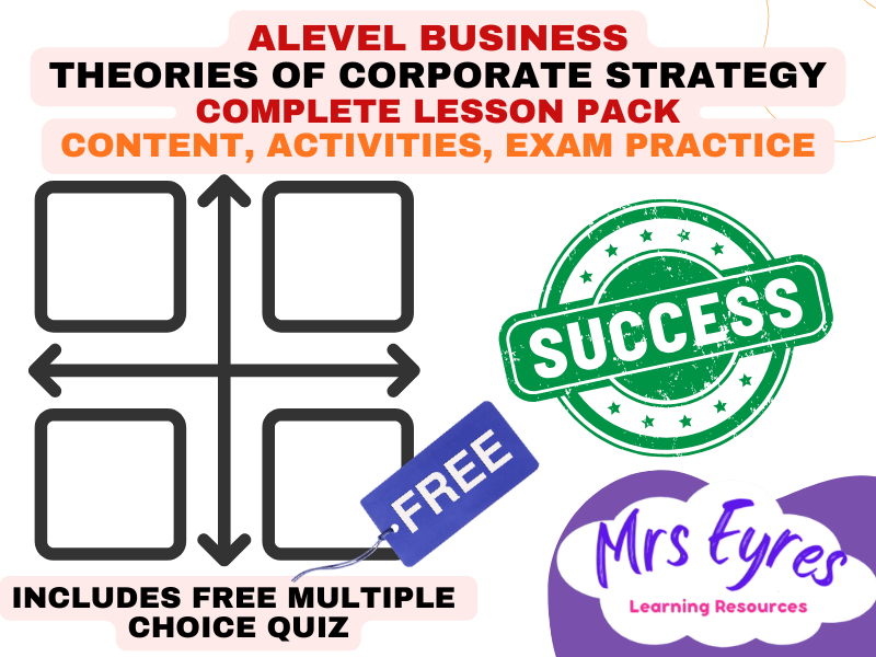 A Level Business 3.1.2 Theories of Corporate Strategy Complete Lesson Pack plus FREE MCQ Quiz