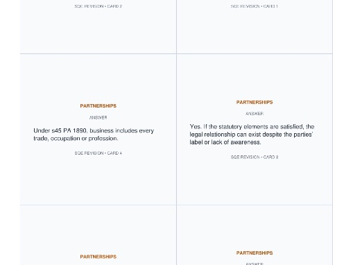 SQE Flashcards - Business/Company Law