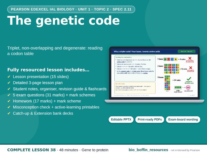 IAL Biology Edexcel – The Genetic Code