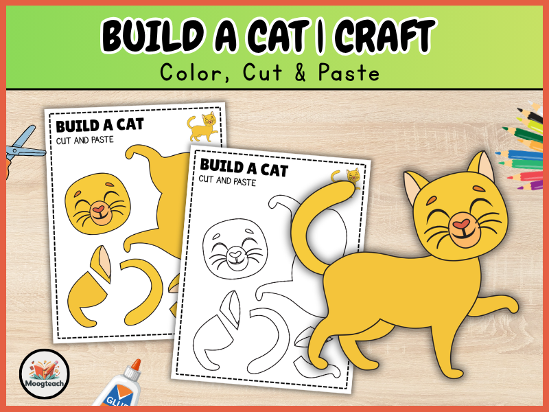 3D Cat Paper Craft | Pet Activity | Mammal Template | Fine Motor Skills | KS1 | KS2