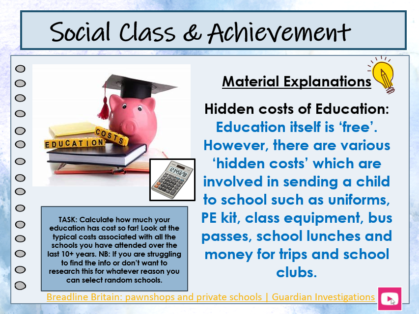 AQA A level Sociology - Education - Social class & Achievement ...