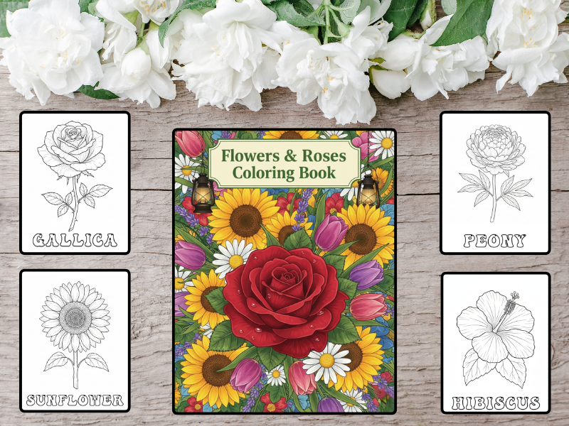 Flowers & Roses Coloring Book – Educational and Fun Botanical Art