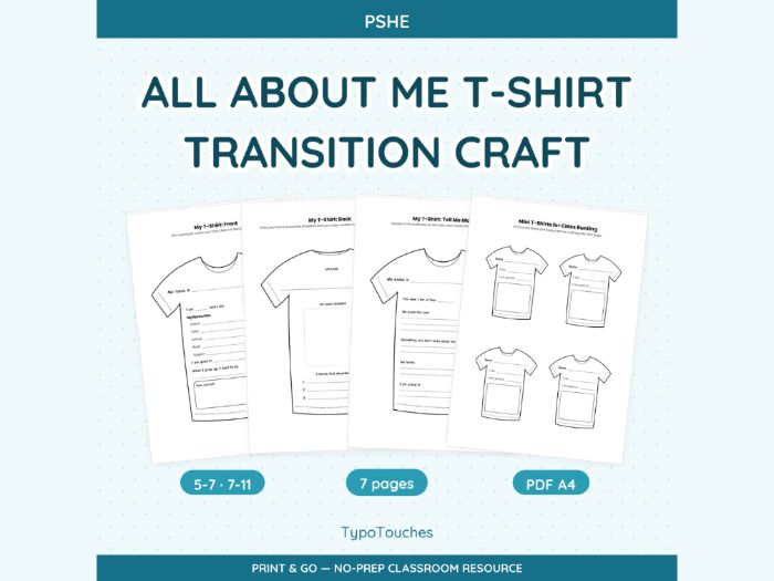 All About Me T-Shirt Transition Craft | 7 pp