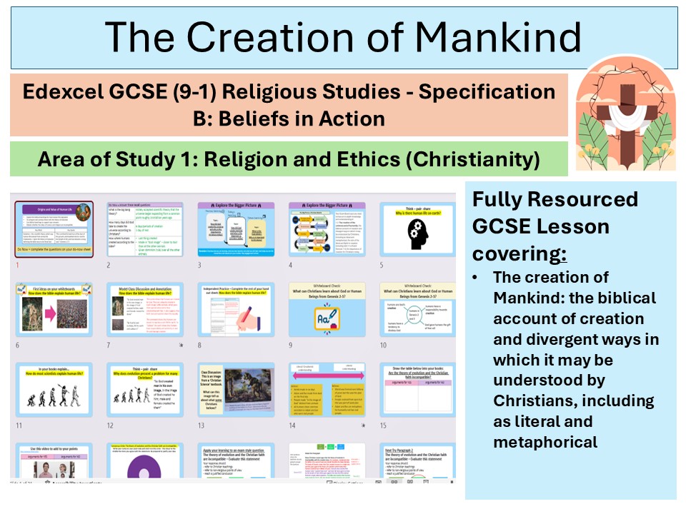 The Creation of Mankind/ Humanity- Lesson 4 -Christian Beliefs - Edexcel GCSE Spec B RS