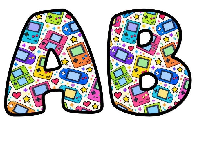 Retro Handheld Consoles Bubble Letters | Computing Bulletin Board Letters | Classroom Display Pack