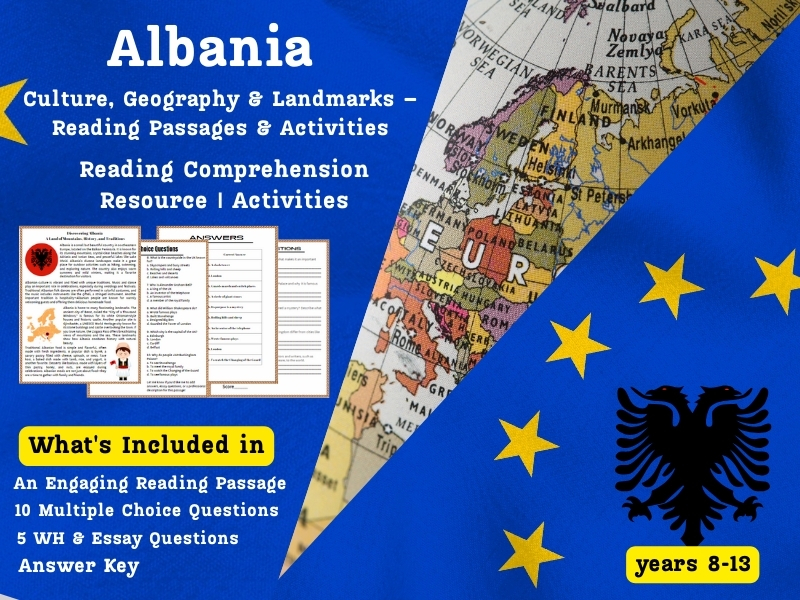 Albania Reading Comprehension Pack: Culture, Geography & Landmarks – Reading Passages & Activities