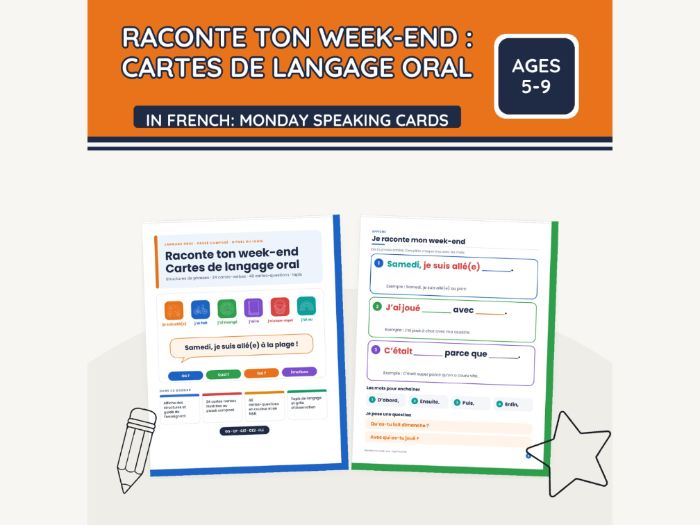 French Weekend Talk Cards: Passé Composé