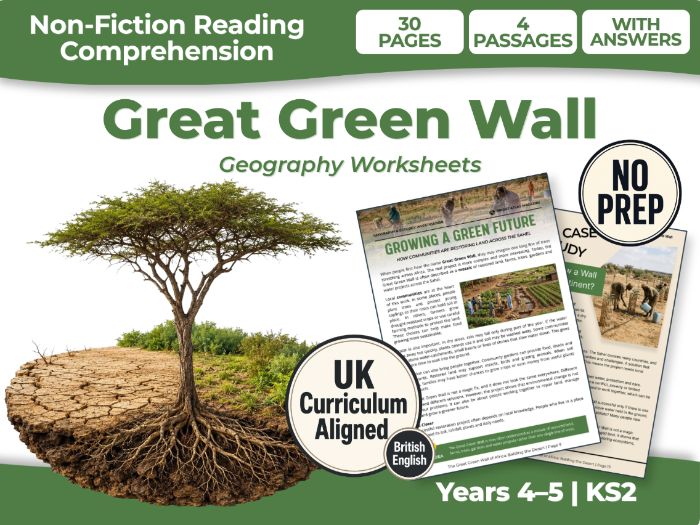 Great Green Wall KS2 Reading Comprehension | Geography Worksheets | Years 4–5