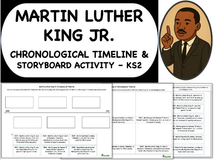Martin Luther King Jr. Chronological Timeline Activities - KS2 Black History