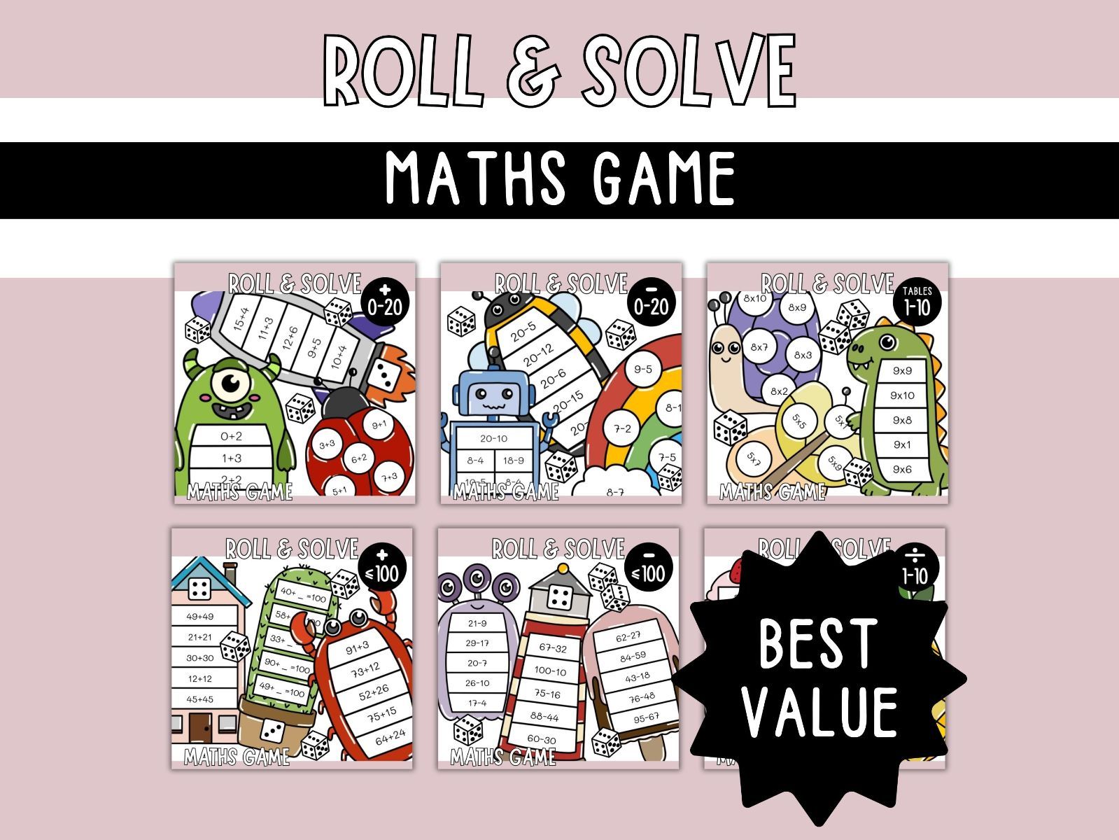 Roll & Solve - Maths Games Bundle