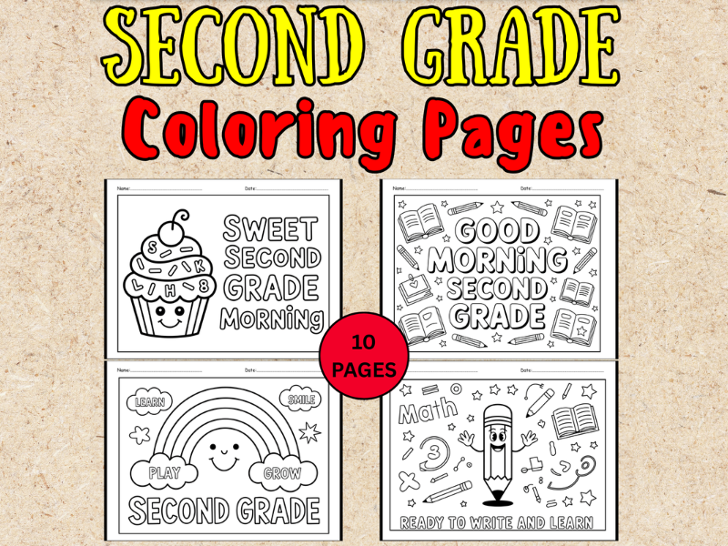 Second Grade Morning Work: Beginning Of the Year Coloring Pages Activity No Prep