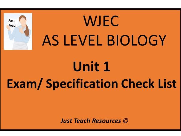 WJEC AS Biology (2015) Unit 1 Specification Exam Checklist