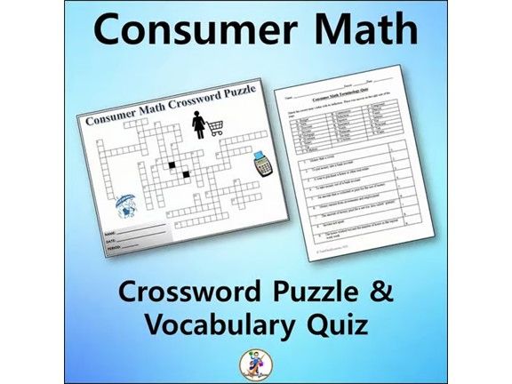 Consumer Math Crossword & Vocabulary Quiz