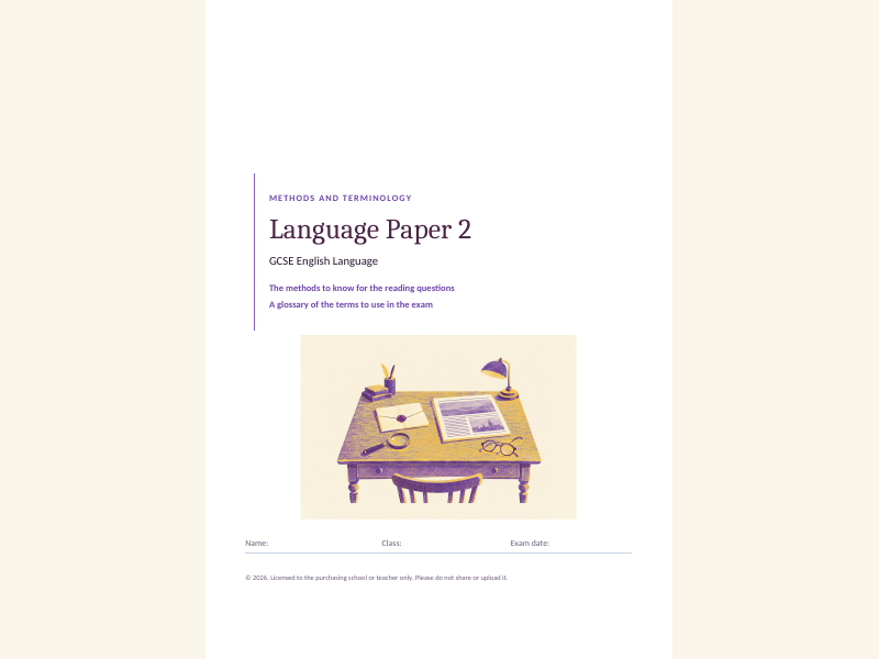 Language Paper 2 methods and terminology