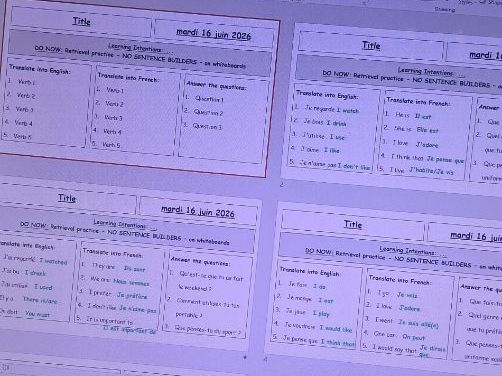Verbs focus DO NOW slides template