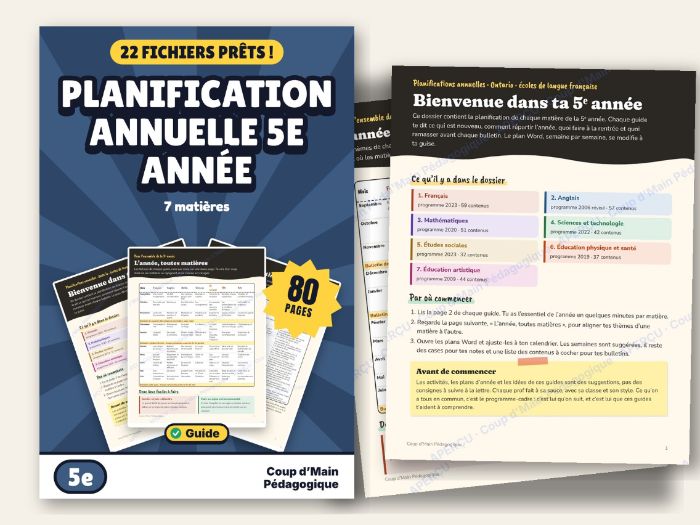 French Year Long Plan Grade 5 Bundle Ontario All Subjects | Planif annuelle 5e