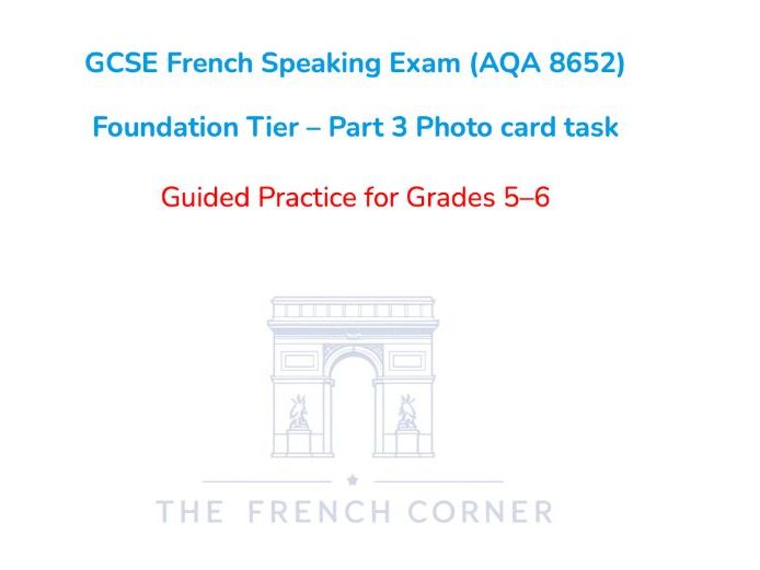 GCSE French Speaking Exam (AQA 8652) Foundation Tier 2026 – Part 3 Photo card task