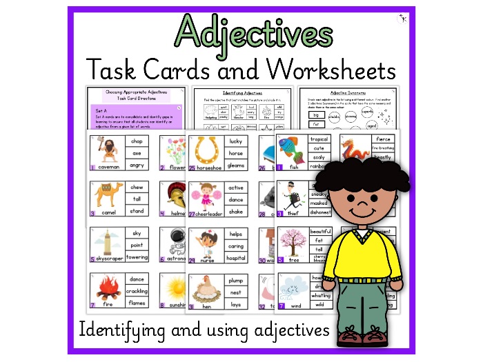 Adjectives Activities Worksheets and English Centers