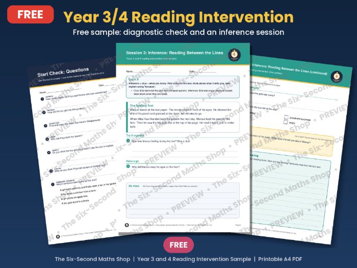 FREE Year 3 and 4 Reading Intervention Sample - Diagnostic Check and Inference Session
