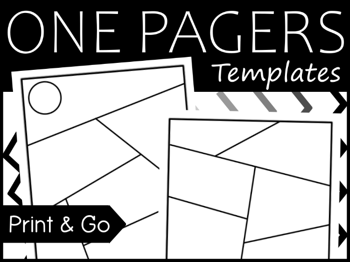 One Pager Template Pack | 20 Blank Unique Designs | All About Me & Cross-Curricular Display
