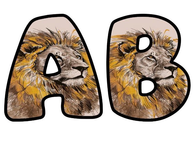 Lion Head Zoo Animals Lettering Set for Classroom Display | Upper & Lowercase, 0-9 and Signs