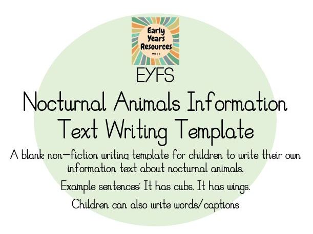 EYFS Nocturnal Animals Information Text Writing Template