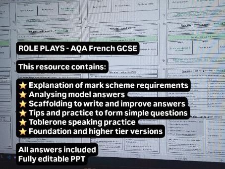 Role plays French GCSE AQA speaking practice