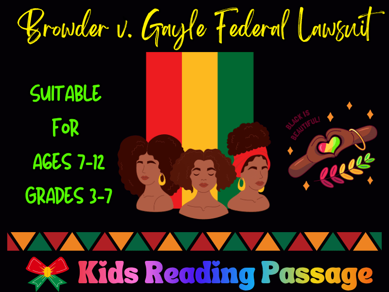 Browder v. Gayle Federal Lawsuit Reading Passage for Kids | Black Women Heroes