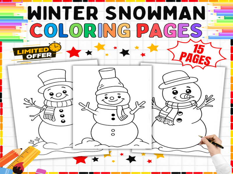 Winter Snowman Colouring Pages | Fun Seasonal Activities for Kids | Creative Printable Worksheets