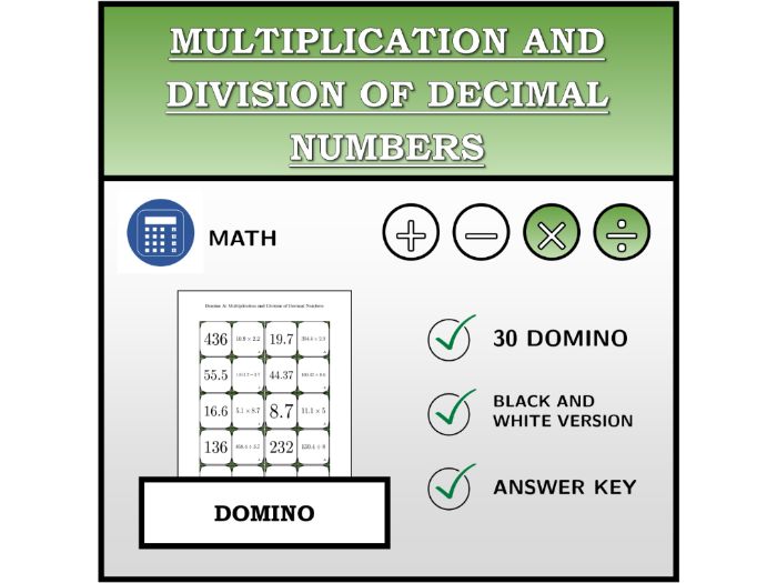 Domino | Multiplication and Division of Decimal Numbers | Math Activity